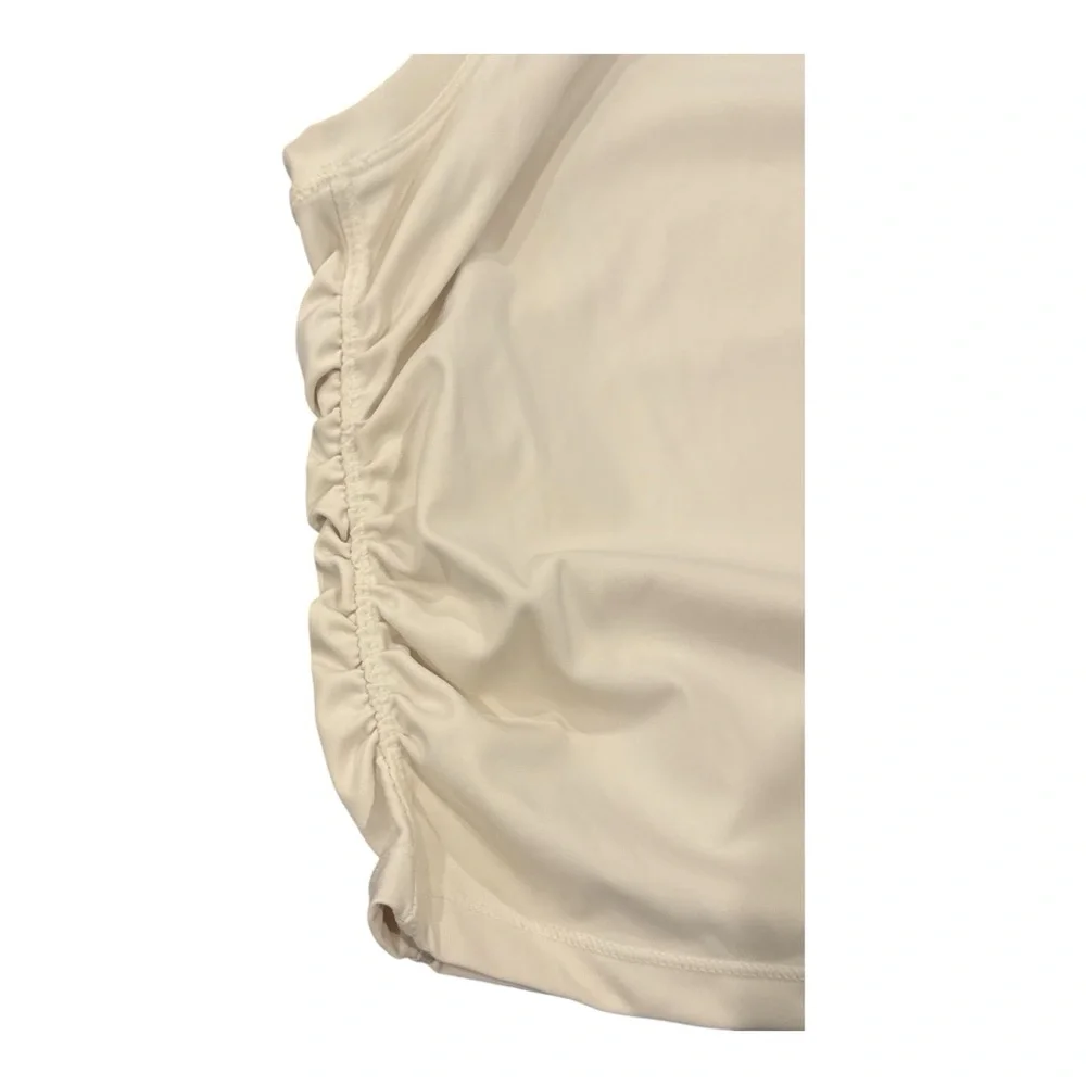 Gold Hinge Women’s Ruched Scrunch Tank Crop Size S Cream Top - Picture 4 of 4